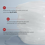 Demonstration of the clarifying enzyme pad being applied on the cheek as a targeted spot sheet mask.