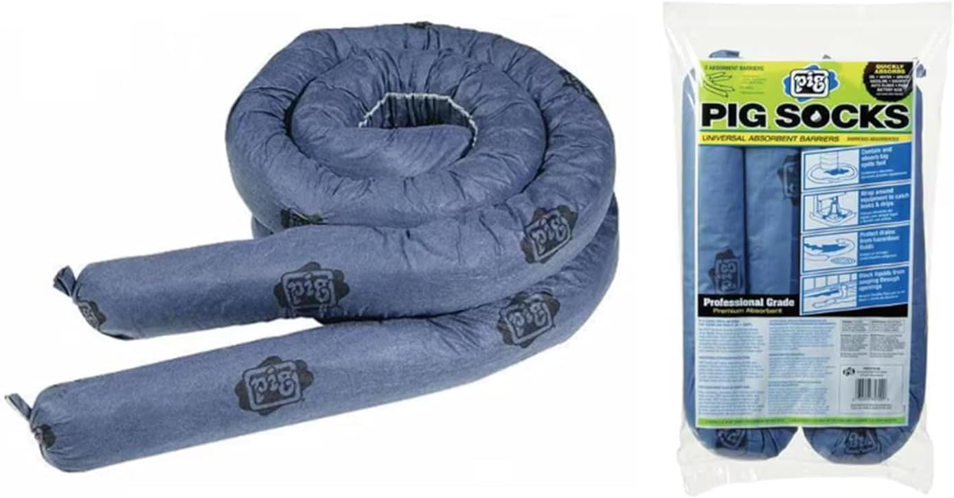 New Pig 35700 absorbent sock pads front view highlighting the blue grey moldable spill barrier design
