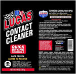 Lucas Oil 14 Ounce contact cleaner spray can label detail