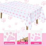 Close up of pink and white cat and dog paw print pattern