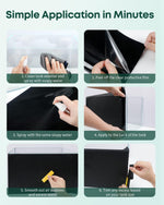 Included installation tools containing a spray bottle smoothing card and utility knife.