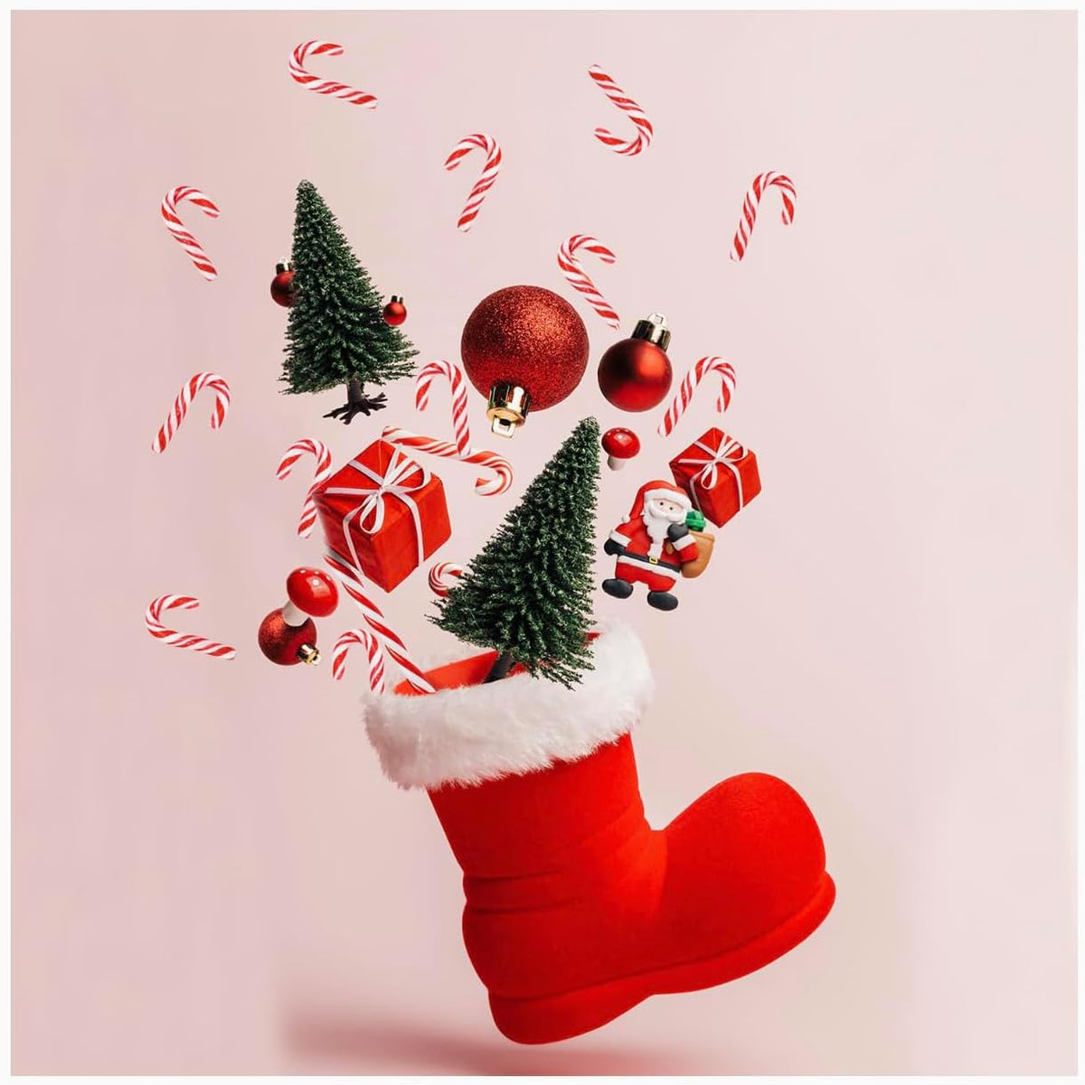 Kandyrifik peppermint candy canes bulk view showcasing the one hundred individually wrapped pieces.