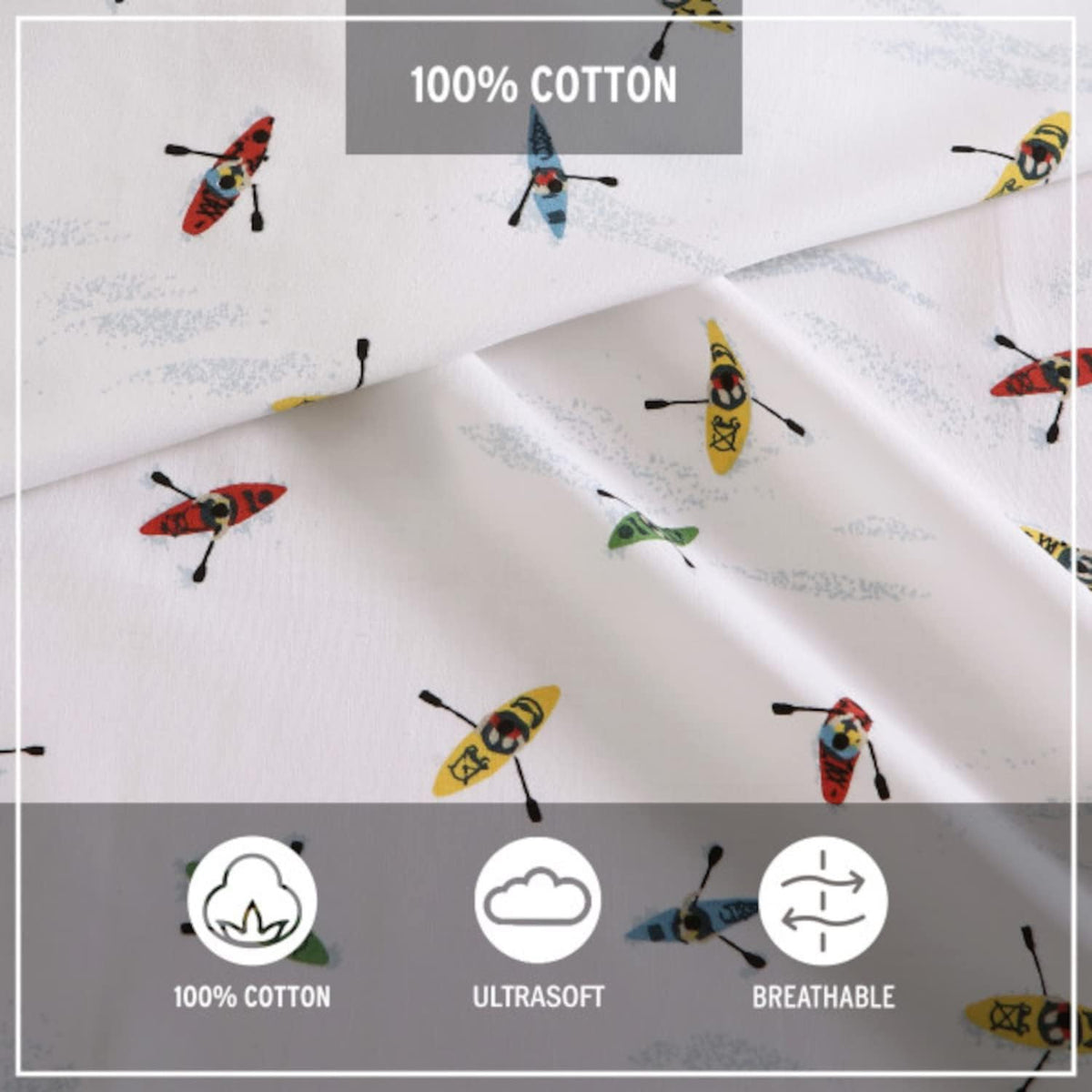 Eddie Bauer - Queen Sheets, Cotton Percale Bedding Set, Crisp & Cool Home Decor (Kayaks, Queen) - Image 9