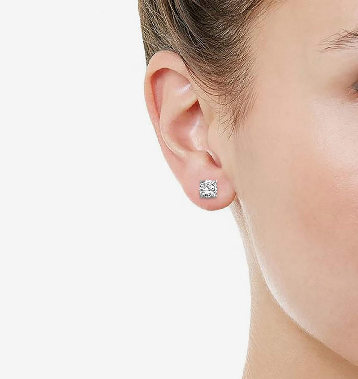 Fifth and fine silver diamond earrings back closure detail