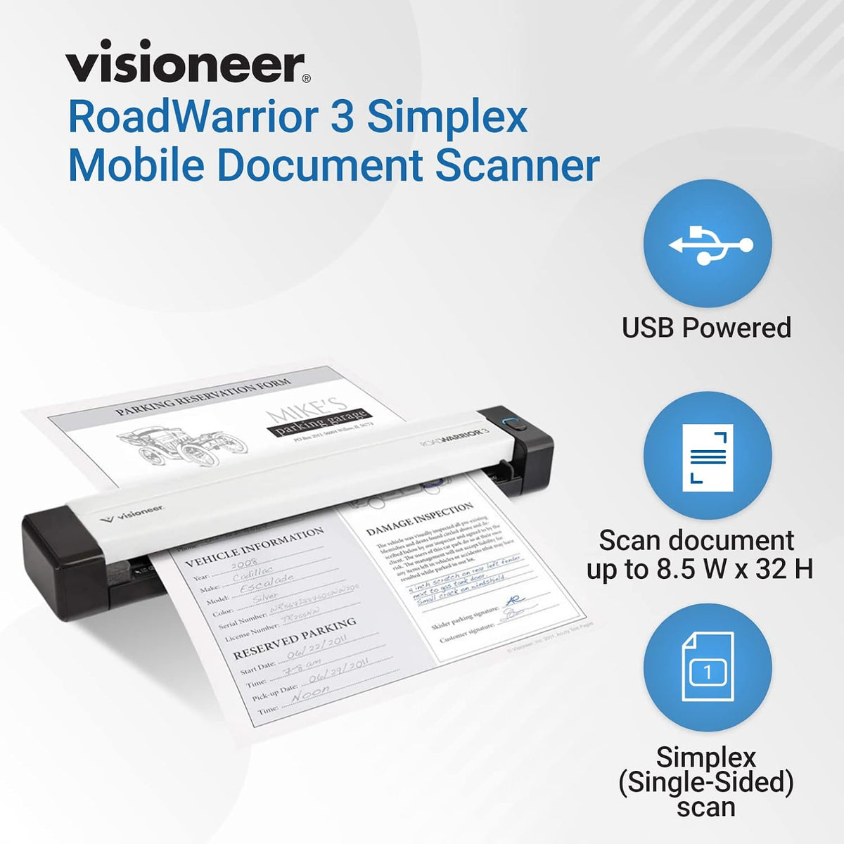 Visioneer portable document scanner side profile