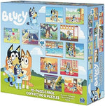 Close-up view of the unique individual shapes of the forty-eight piece preschool toy set.