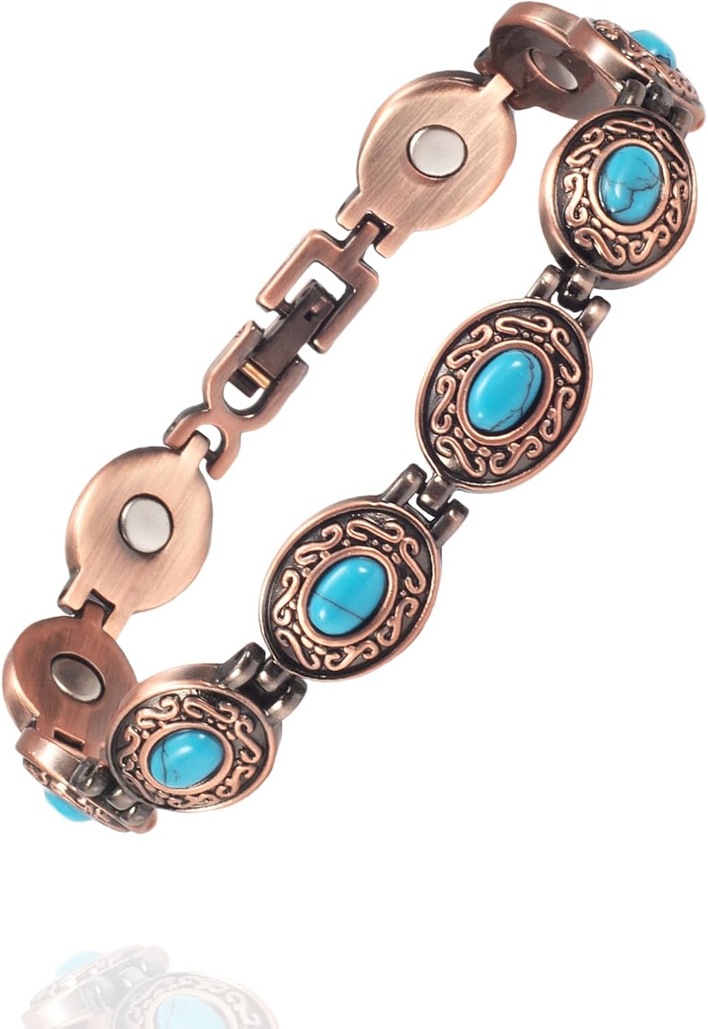 EnerMagiX Copper Bracelets for Women, Pure Copper with Turquoise Adjustable Magnetic Bracelet, Mother's Day Presents(0174) - Image 1