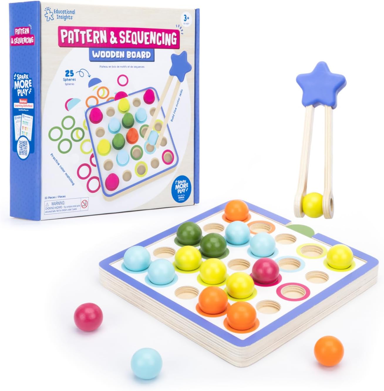 Educational Insights Pattern and Sequencing Wooden Board front view
