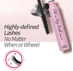Imported K-beauty clear black gel tint mascara wand and tube.
