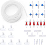 Pewyoke premium aquarium air hose kit front view showing translucent tubing and black accessories.