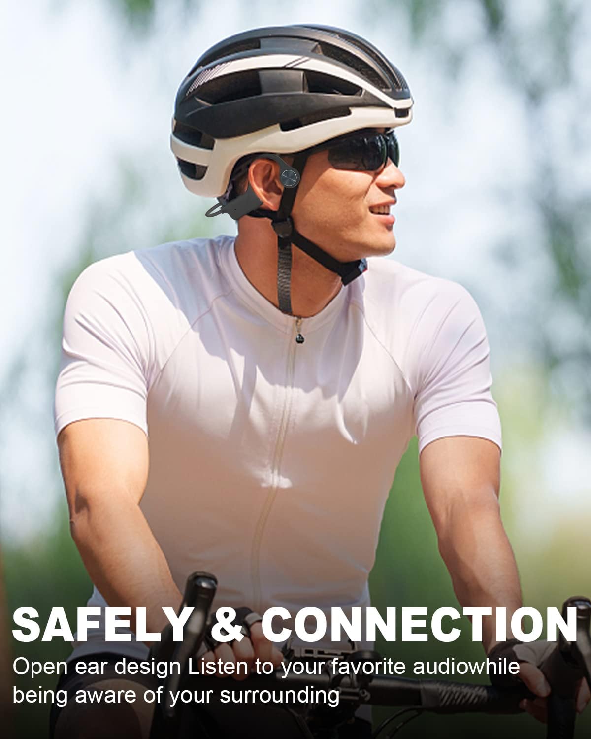 Monodeal waterproof fitness headset close up on control buttons