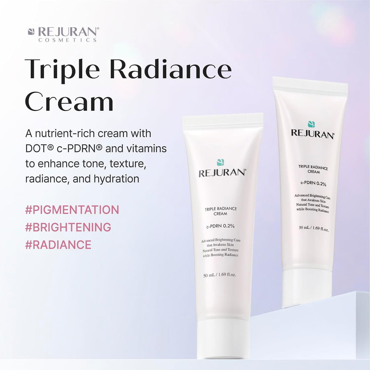Rejuran Triple Radiance Cream packaging and texture details