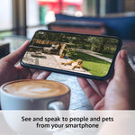 Blink Outdoor 4 smart security camera angled view emphasizing wide angle optical lens