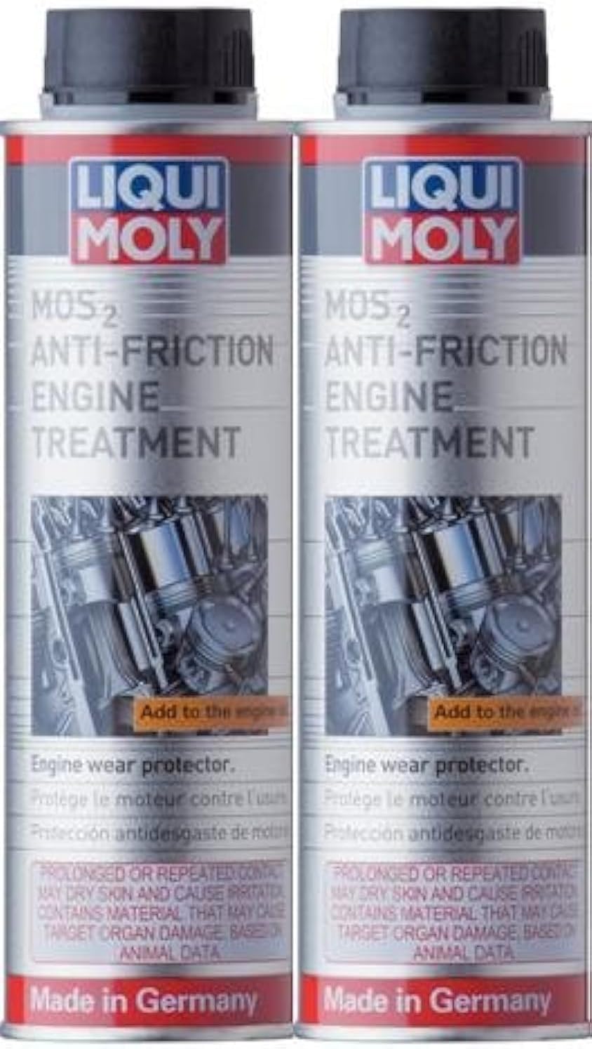Liqui Moly 2009 MoS2 Anti-Friction Engine Treatment front view of 300 milliliter bottles