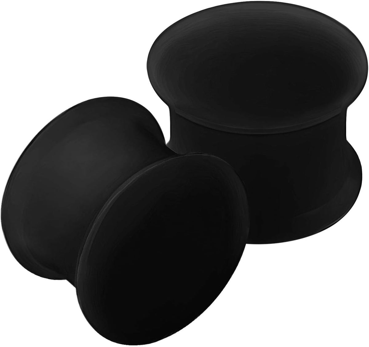 BanaVega silicone black double flared ear stretcher front view