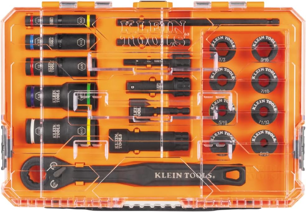 20-piece socket set arranged with case lid
