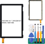SRJTEK touch screen digitizer replacement for Onn 10.1 inch tablet front view showing black border and flex cable