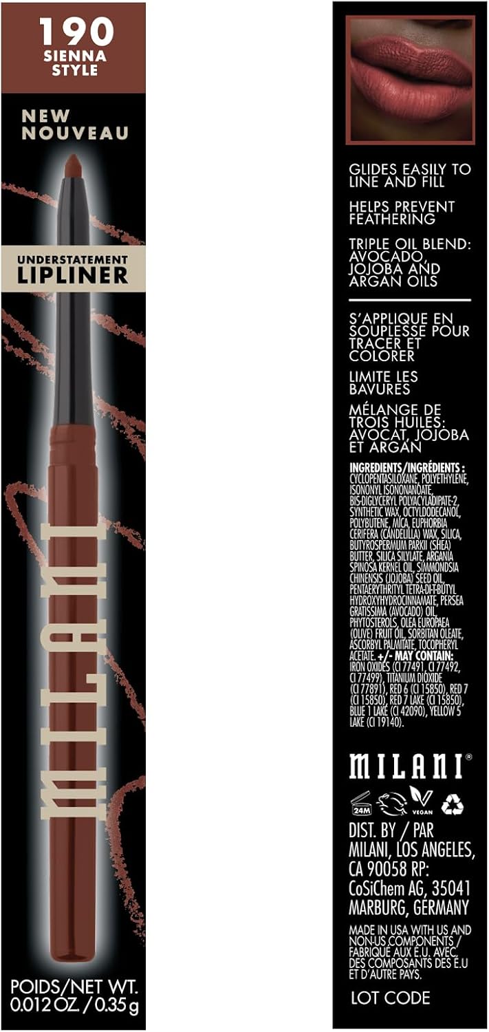 Highly pigmented creamy matte lip liner pencil shade 190 swatched on hand.