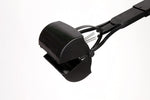 Ergonomic thirty two inch long handle dog scooper for back pain relief during cleanups.