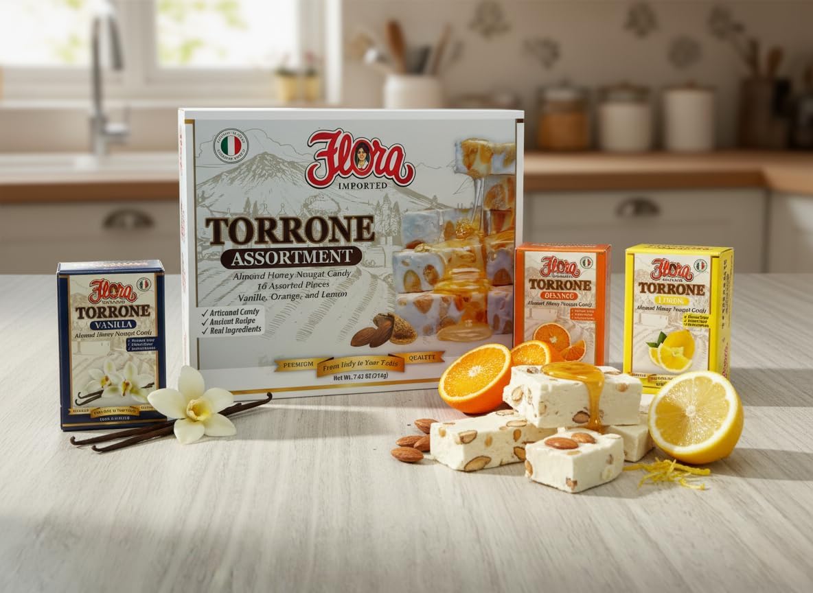 Flora Fine Foods Almond Honey Nougat eighteen pieces individually wrapped