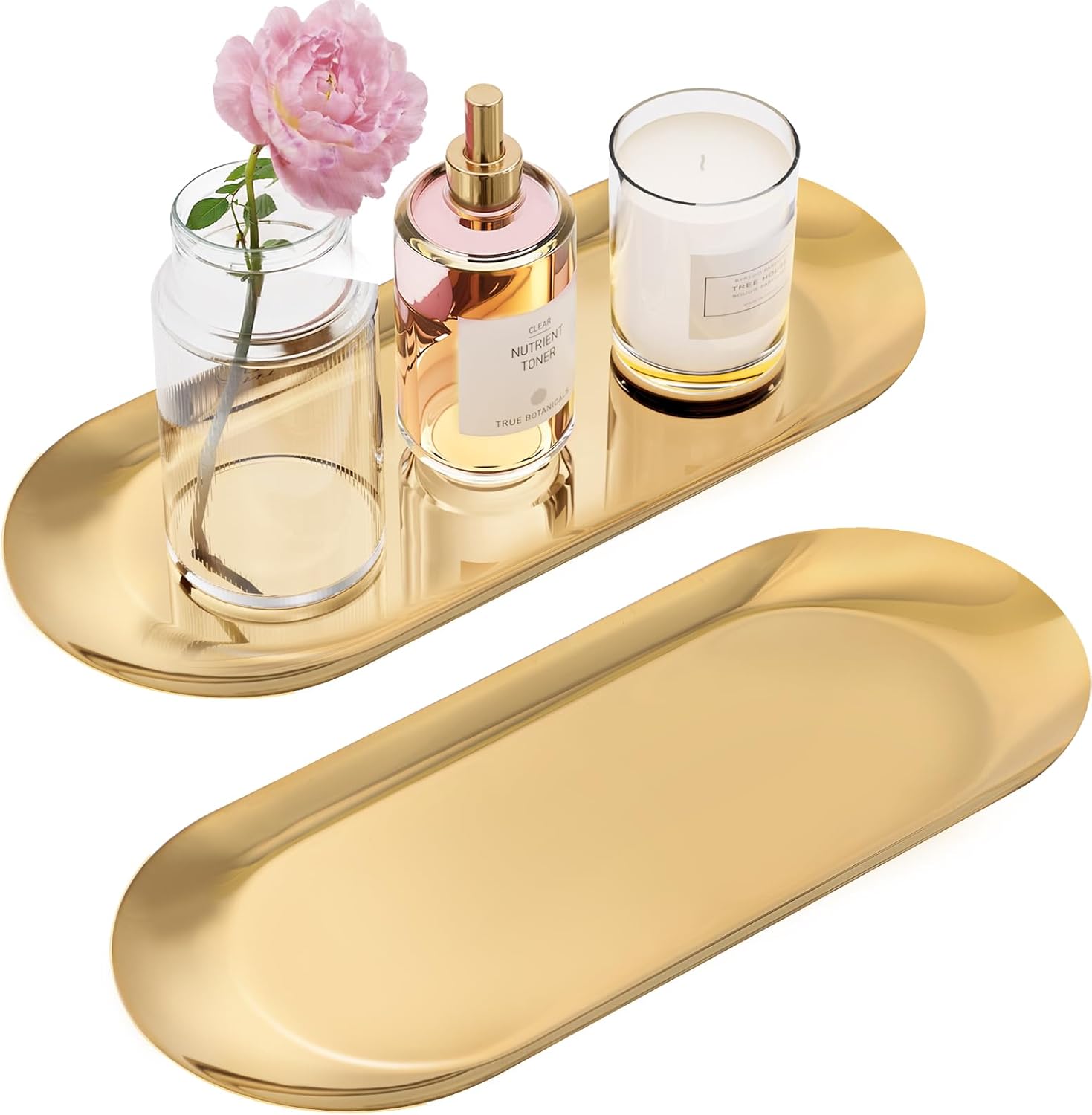 Vomewo gold decorative oval tray set front view