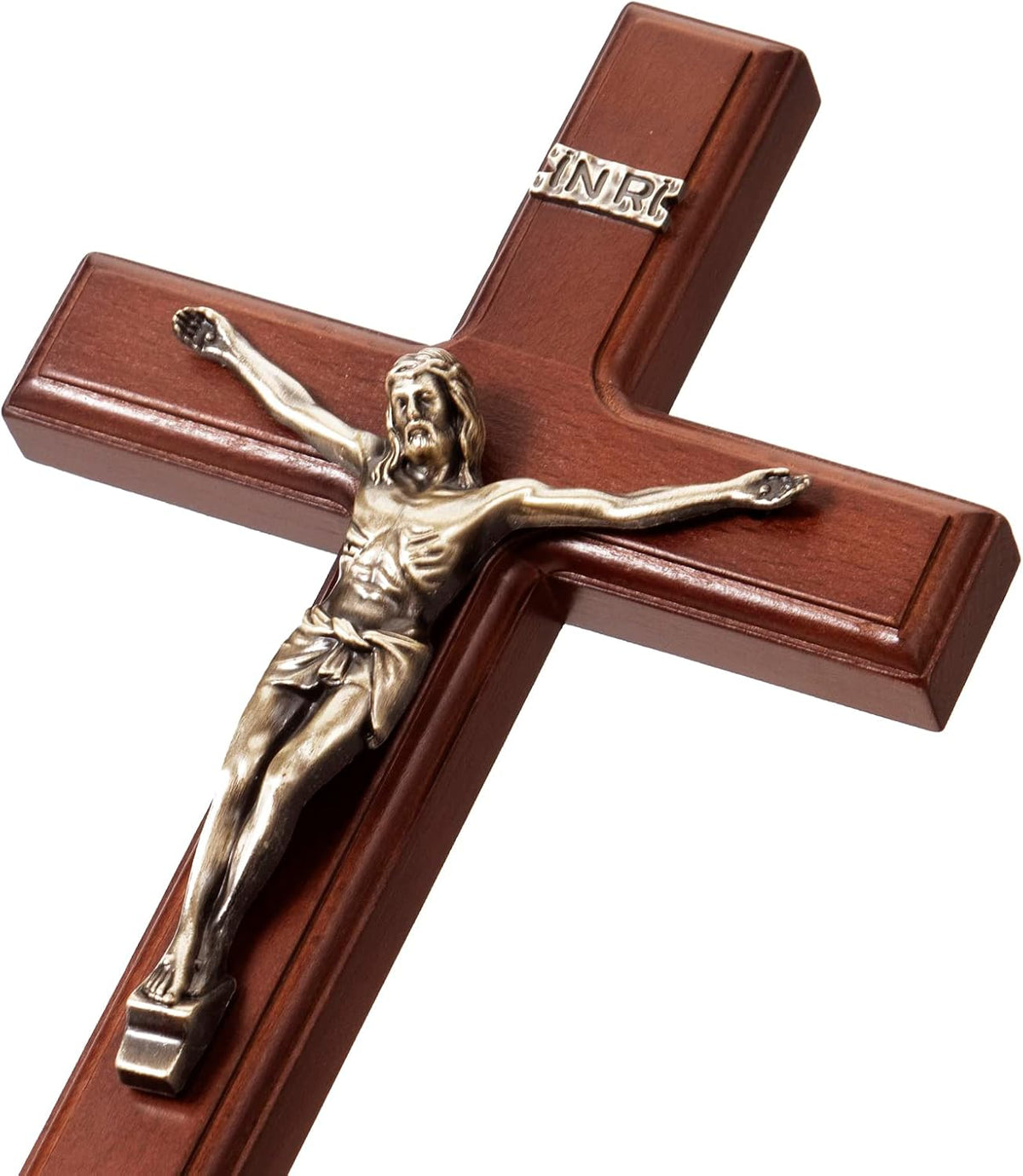ARCHOBAN crucifix wall cross front view showcasing the wooden cross and metal corpus.