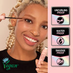 ETUDE lash curling waterproof mascara wand displaying slim dense bristles for precise application