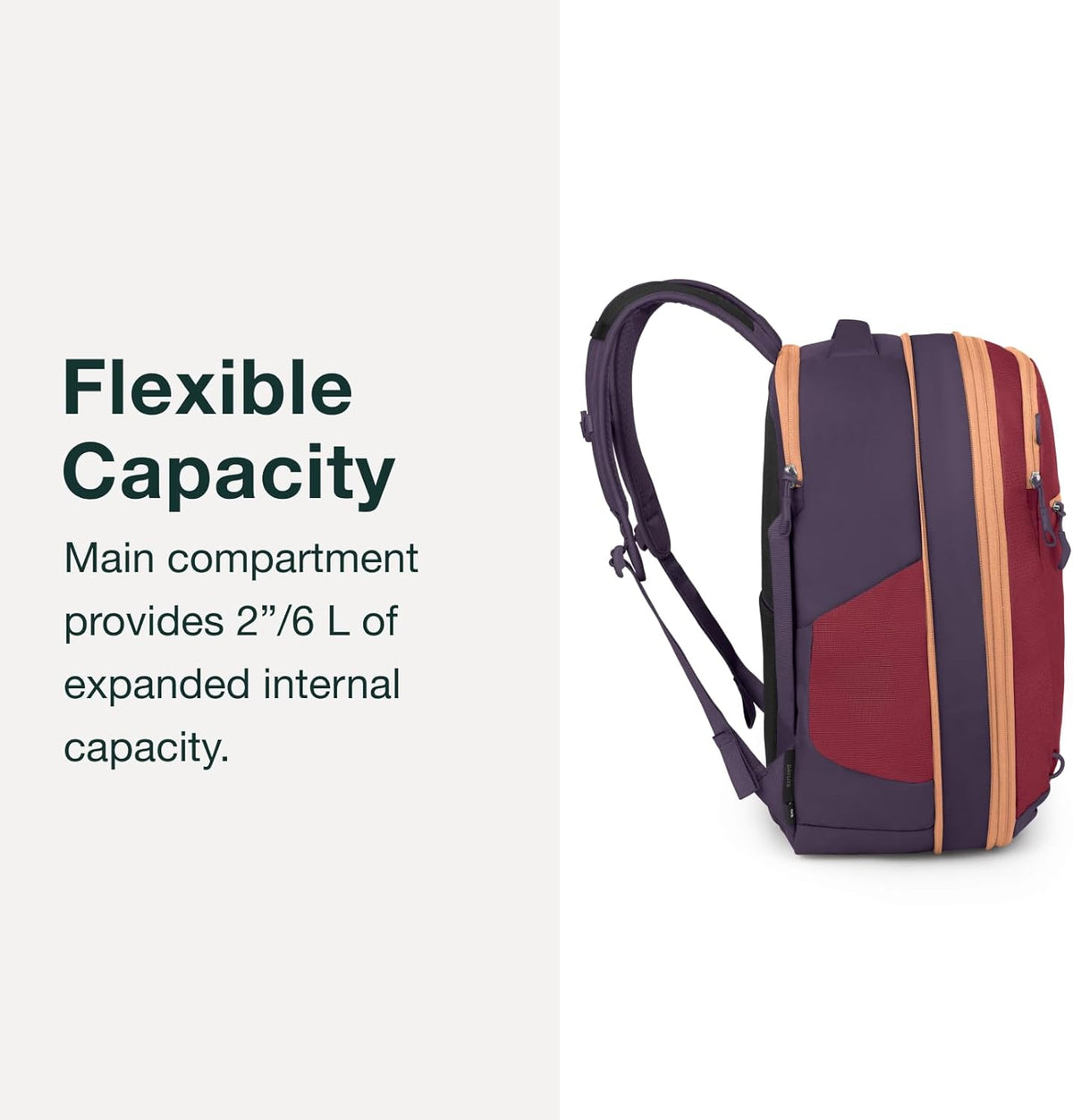 Osprey travel backpack laptop compartment interior view