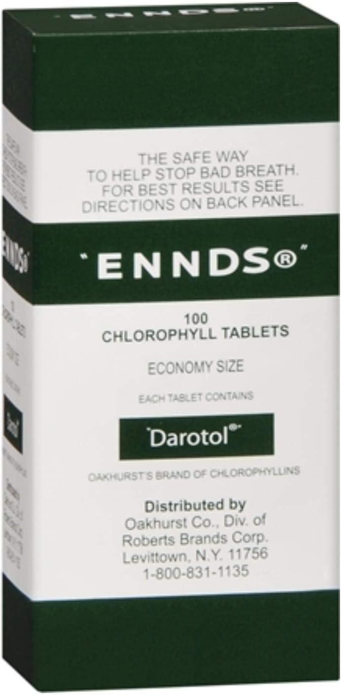 Oakhurst Company Ennds Chlorophyll Tablets front view bad breath supplement