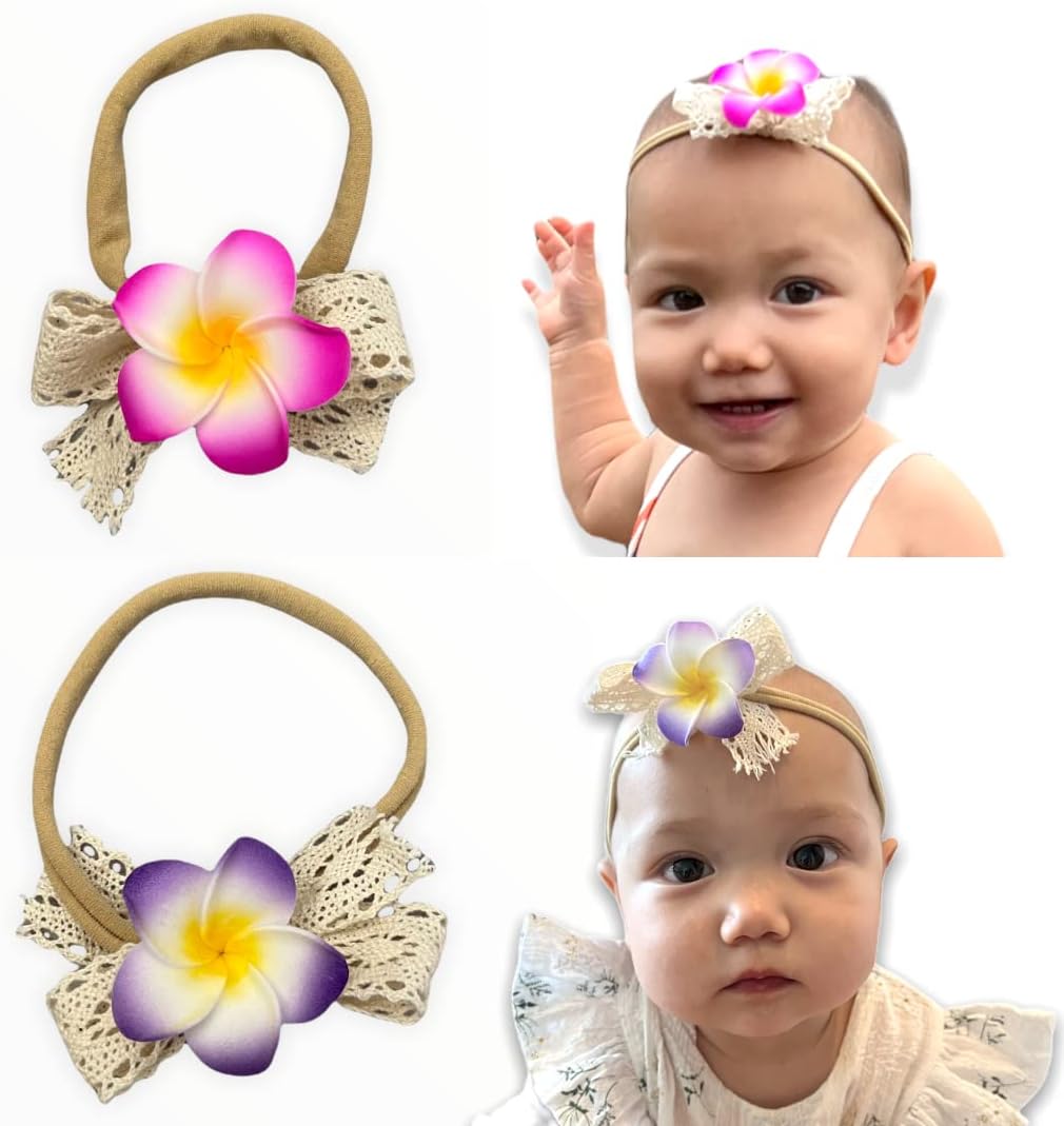 All Things Lani Hawaiian Plumeria Flower Headband Set front view buy online