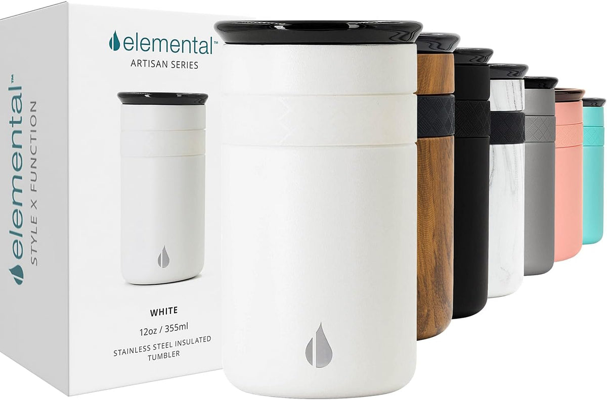 Elemental Artisan Insulated Tumbler, Triple Wall Coffee Travel Mug, Reusable Stainless Steel Coffee Tumbler with Ceramic Lid, Thermal Coffee Cups for Hot (6 Hrs) & Cold (18 Hrs), 16oz - Graphite - Image 9
