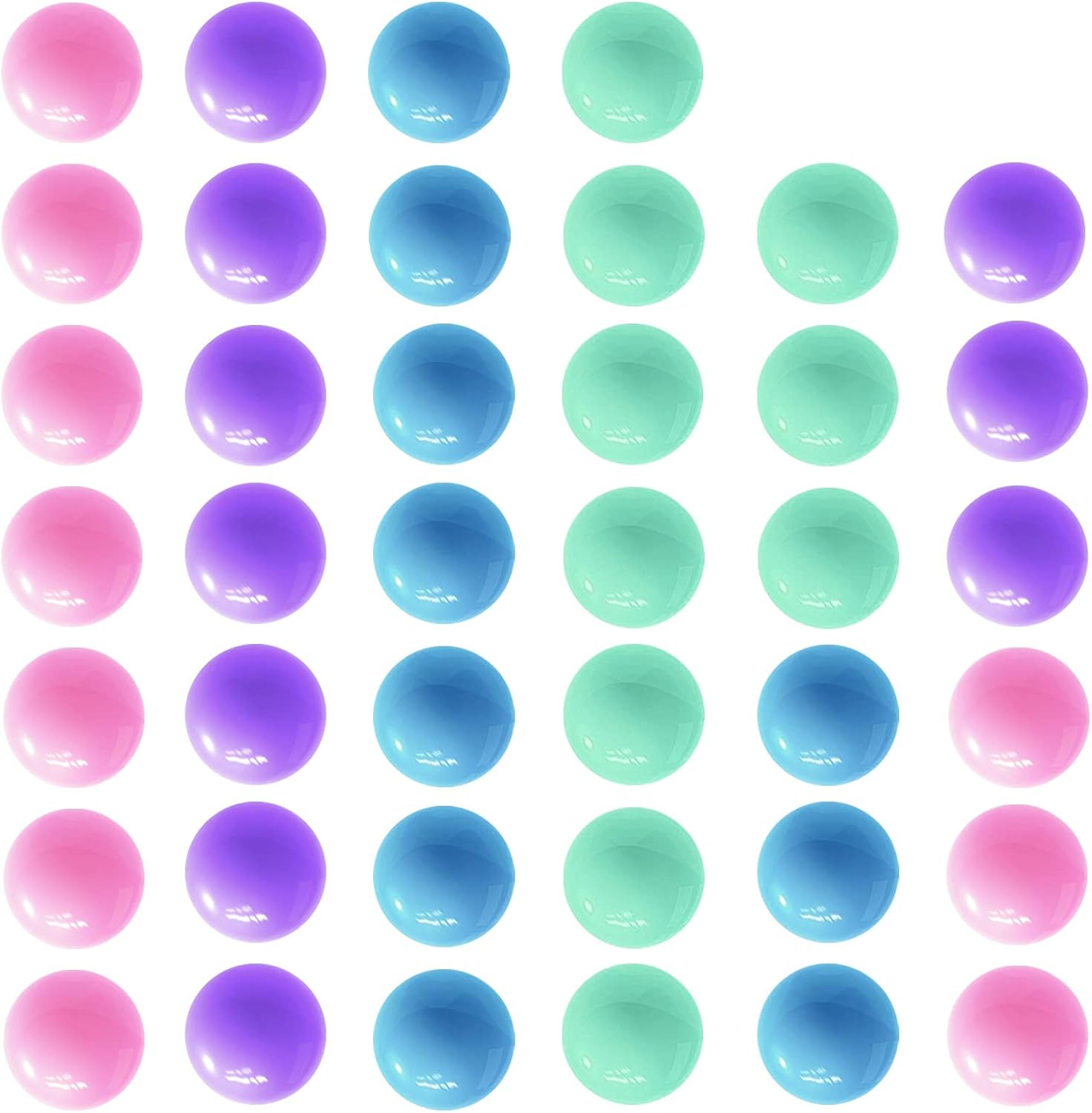 Hotusi game replacement marbles forty piece set front view showing multi colored acrylic balls.