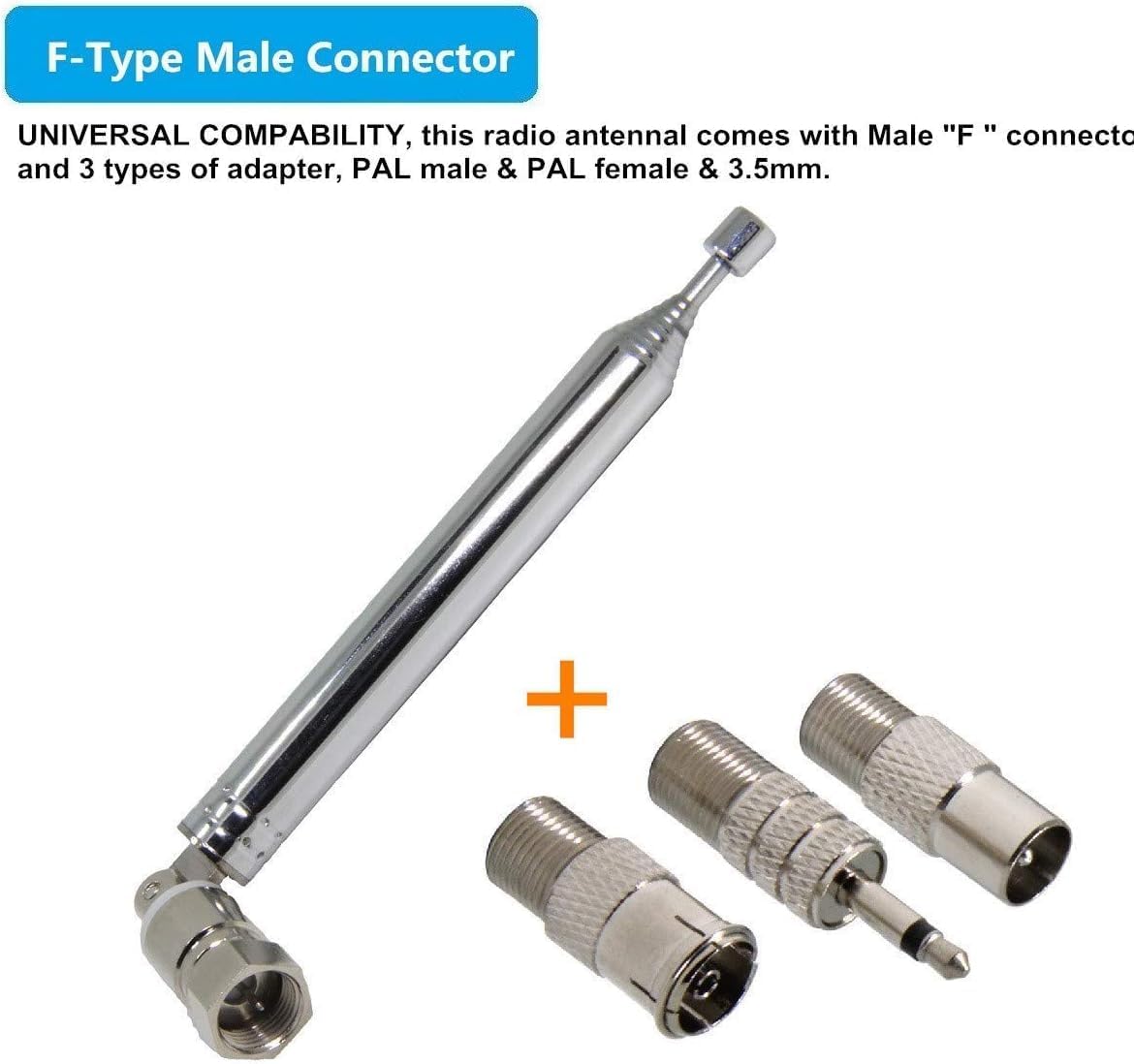 FM Radio Antenna, Ancable Indoor FM Telescopic Antenna 75 Ohm F Type Male - Image 2