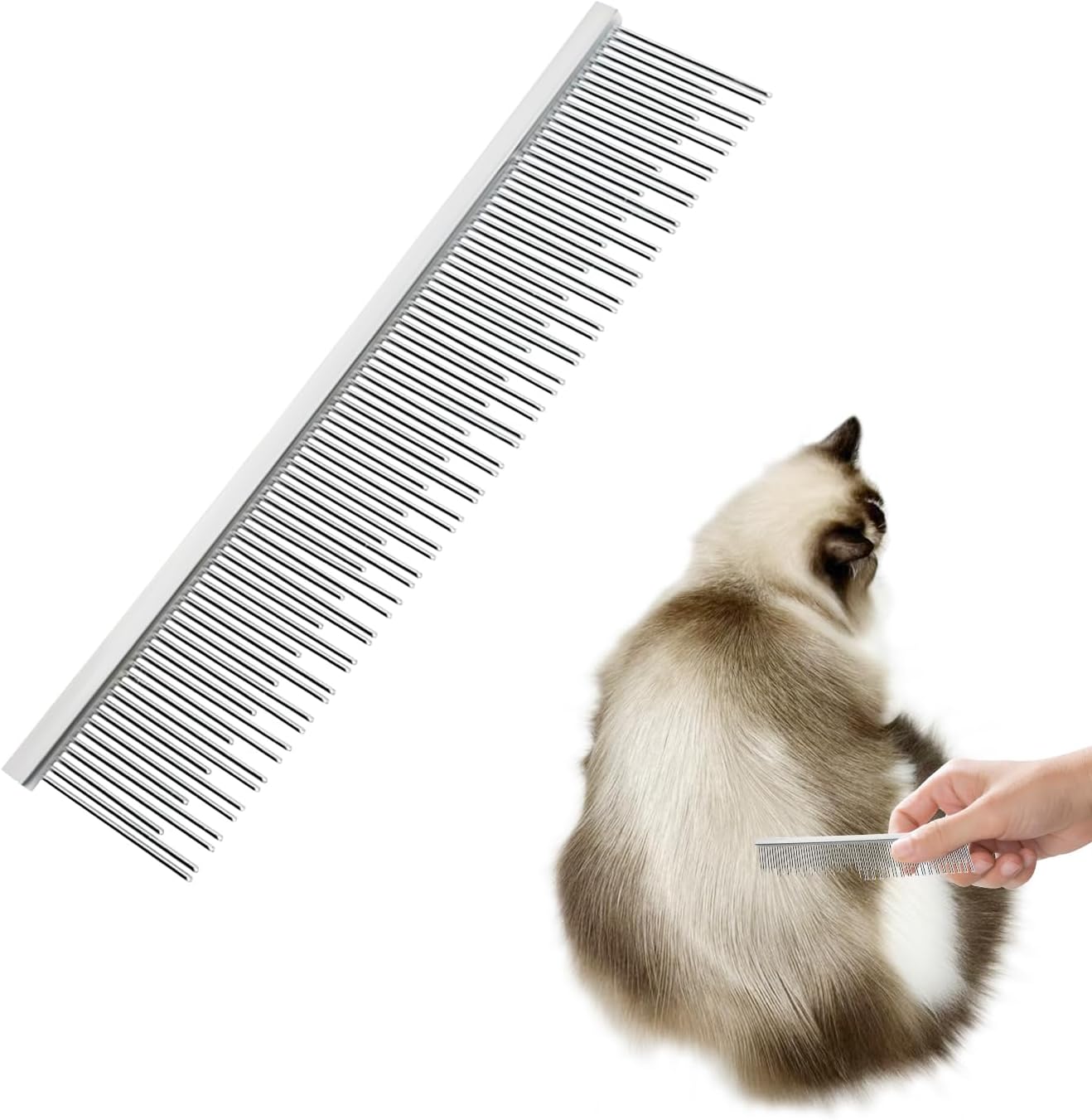 Generic stainless steel pet comb 4.6 inches front view