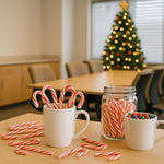 Muchai Innovations bulk pack candy canes arranged neatly inside their protective storage box.