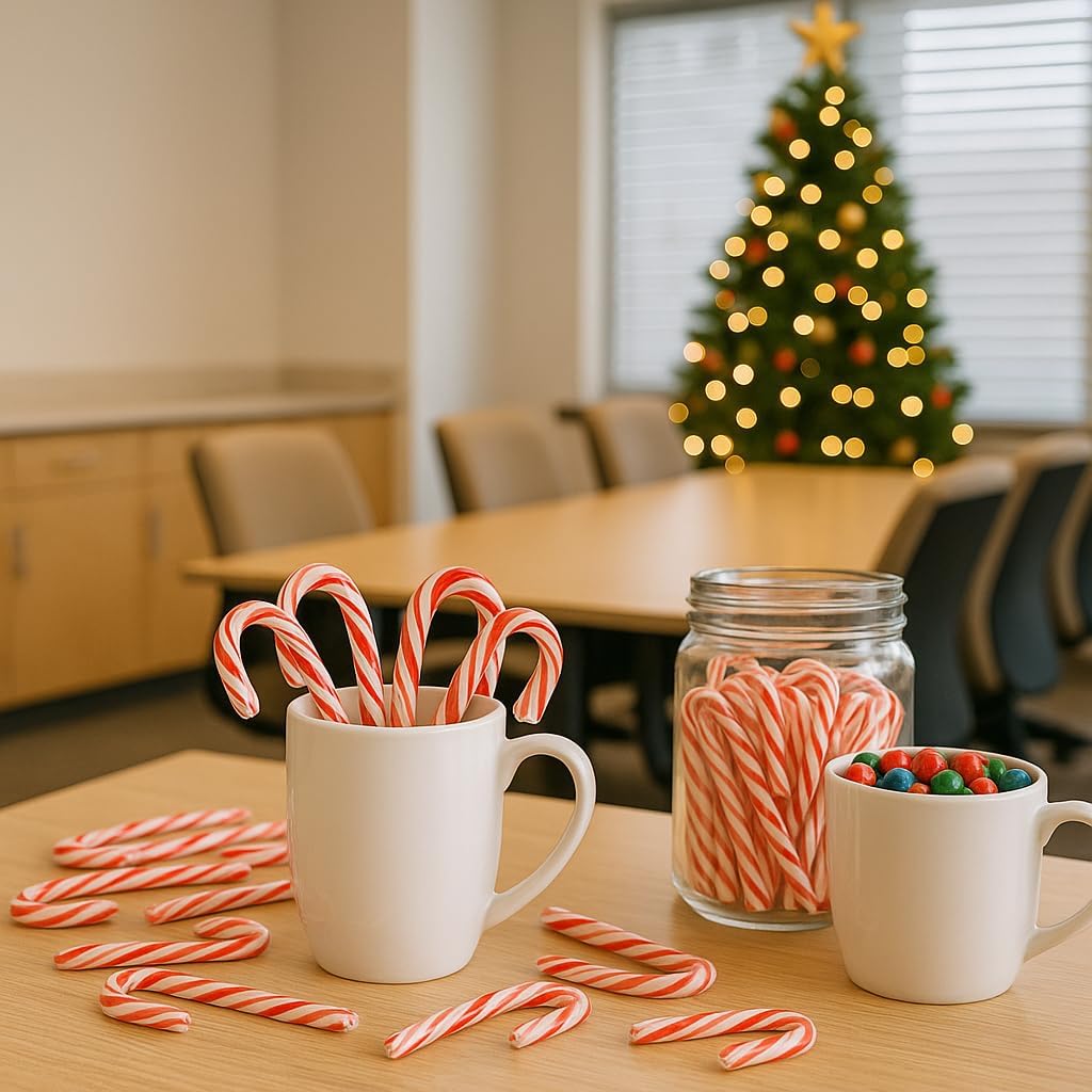 Muchai Innovations bulk pack candy canes arranged neatly inside their protective storage box.