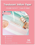 Packaging details for Lazydrop printable vellum paper set