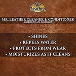 Mr. Leather product being applied to a leather car seat for restoration and shine.