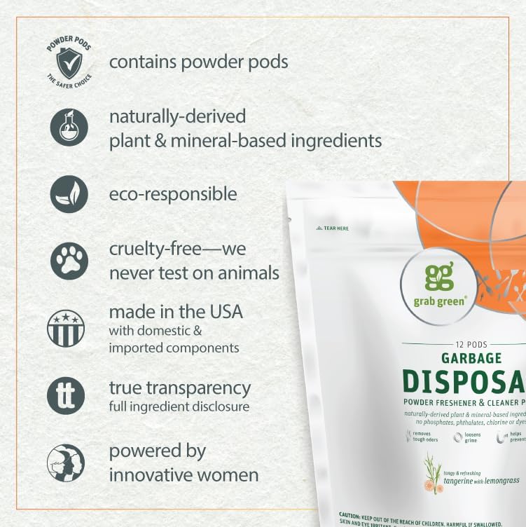 Grab Green plant based disposal cleaner pods ingredient details