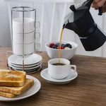 HIC Kitchen 9-piece porcelain espresso cups and saucers stacked layout