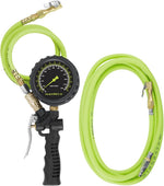 Flexzilla Combo Inflator Kit front view with dial gauge and quick connect hose