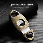 Cigar Cutter Stainless Steel Bronze Engraved Double Cut Blade (Color:Gold1) - Image 4