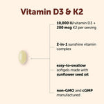 Micro Ingredients Vitamin D3 K2 supplement facts label