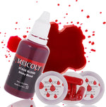 MEICOLY SFX Makeup Kit Scars Wax, Fake Blood Spray(2.1Oz) Halloween Special Effect Wound Modeling Skin Wax(1.67Oz) with Spatula, Black Stipple Sponge, Coagulated Blood Gel(1.06Oz),5ml Castor Sealer,02 - Image 10