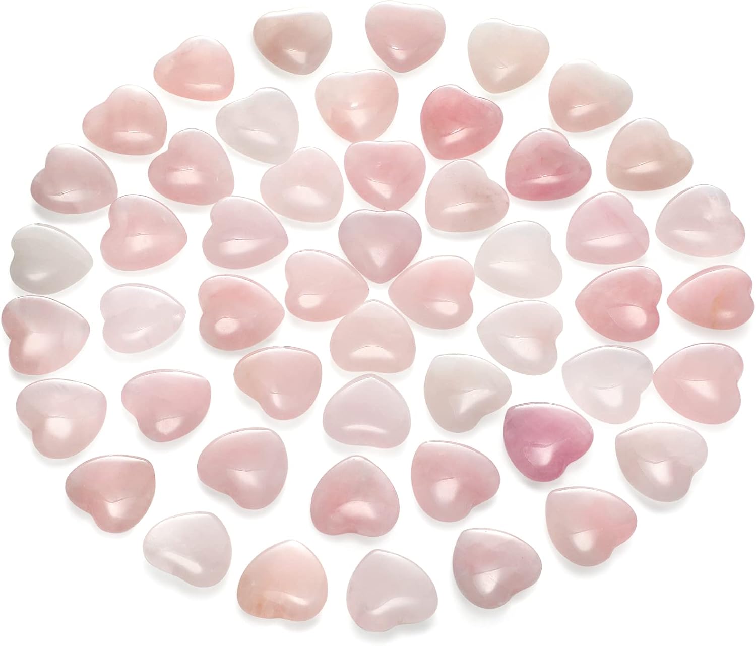 Gerrii 50 Pcs Heart Healing Stone Bulk Quartz Heart Inspirational Stones Gift for Women Love Pocket Polished Natural Energy Balancing Meditation 0.8 Inch(Rose Pink) - Image 1