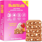 BelliWelli Strawberry Shortcake Probiotic Snack Bars front packaging view for low FODMAP gut health