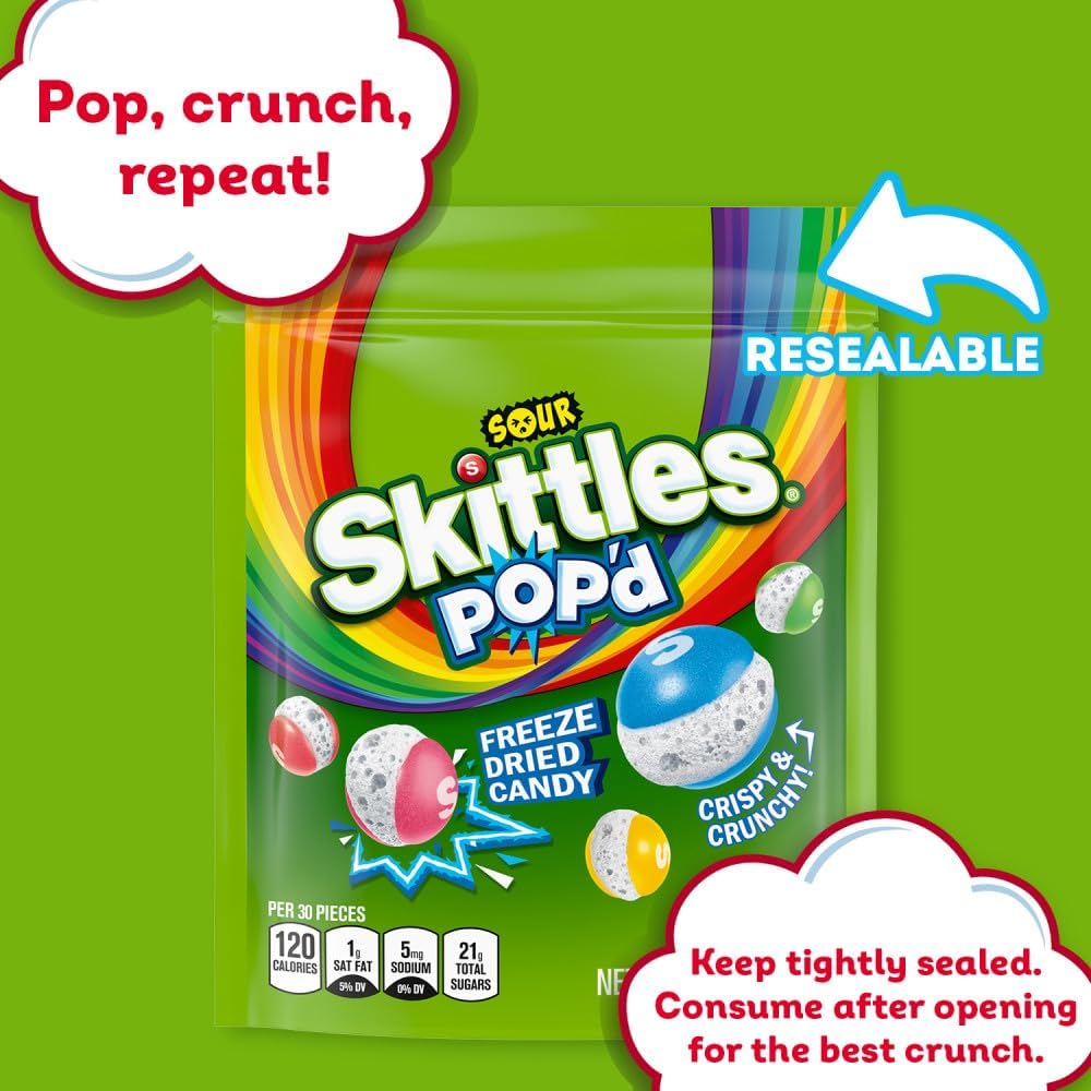 Skittles POPd Sour Freeze Dried Candy premium imported snack display