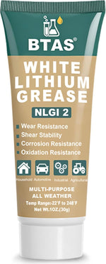 BTAS White Lithium Grease 30 gram tube front view