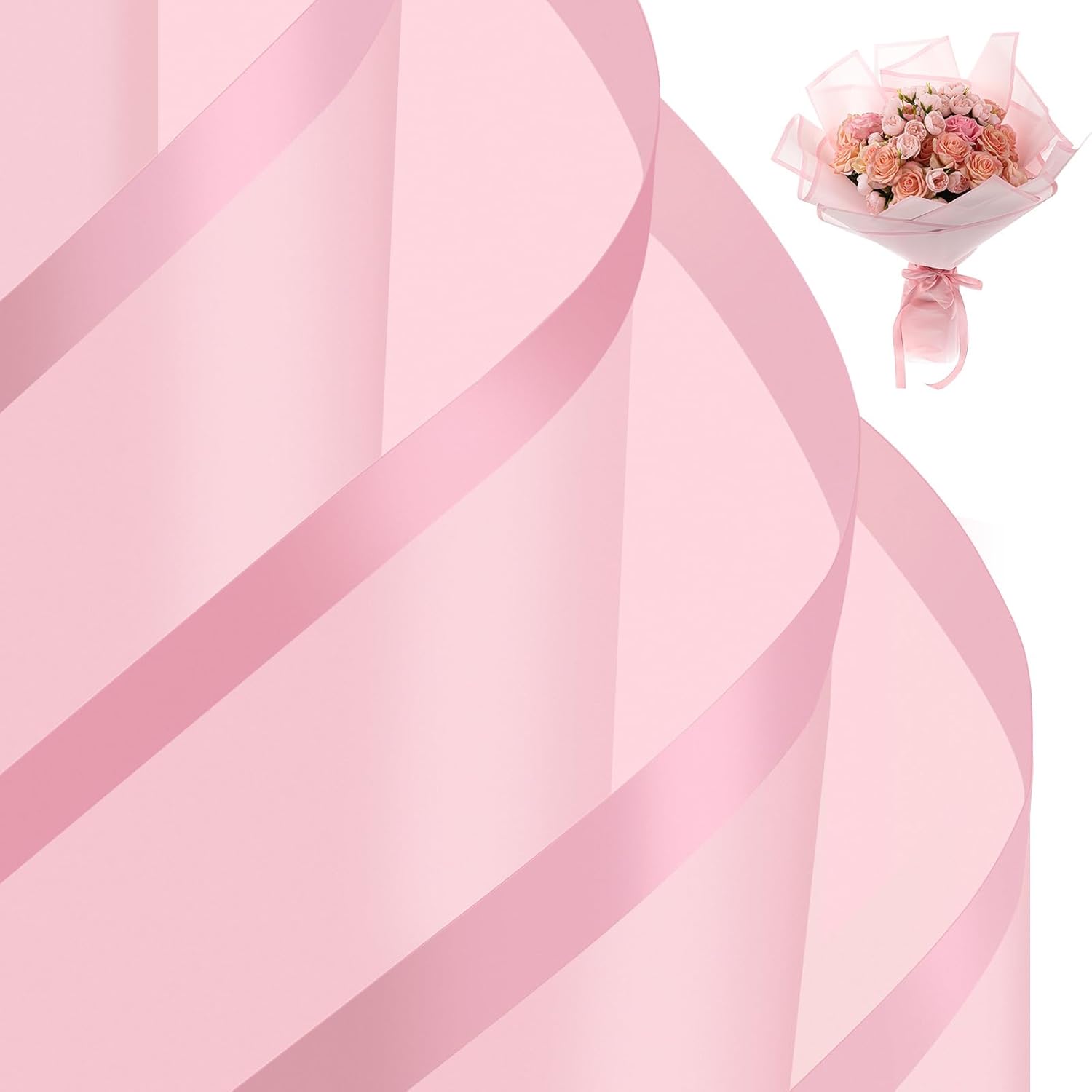 Woric pink flower bouquet wrapping paper pack of 25 sheets front view
