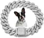 Premium pet fashion accessory featuring glitter diamond links for holiday outfits.